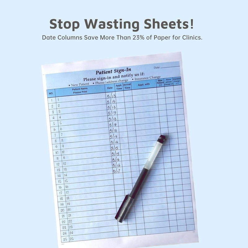 RelinPOE Patient Sign-in Sheets, HIPAA Compliant, 12 Sheets, Carbonless 3-Part Forms with Peel-Off Labels & Date Column, for Medical Offices, Dental Clinic (Blue,12 Sets-300 Labels) - Image 2